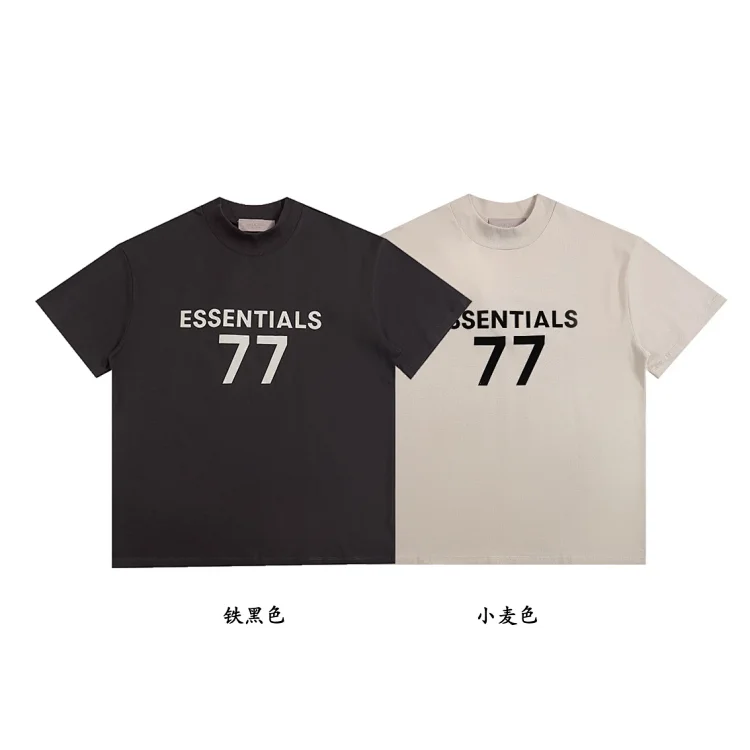ESSENTIALS Fear of God Eighth Season Sub-line Number 77 Flock Print Men's and Women's Short-Sleeve T-shirt