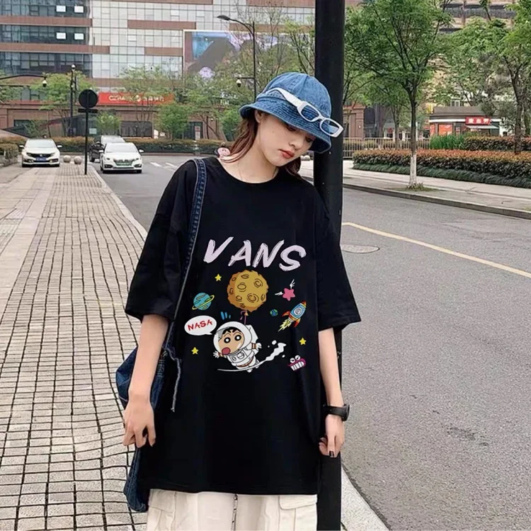 White/Black Boyfriend/Oversized Graphic Tee for Men & Women with Print