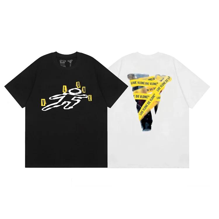 Graphic T-Shirt with Front 'VLONE' Logo and Back 'LIVE VLONE DIE VLONE' Design