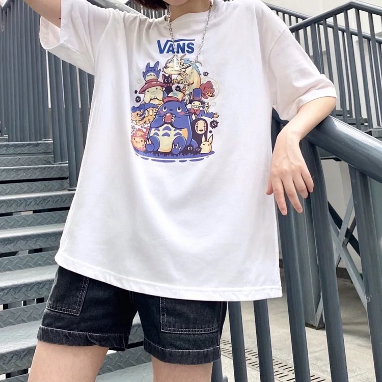 VANS Classic T Shirt Black White, Cartoon Characters Print, Unisex