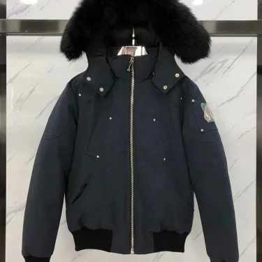 Parka with Faux Fur Hood Navy Blue Jackets