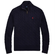 Polo Ralph Lauren Cable-Knit Half-Zip Sweater Navy Jackets