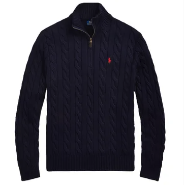 Polo Ralph Lauren Cable-Knit Half-Zip Sweater Navy Jackets