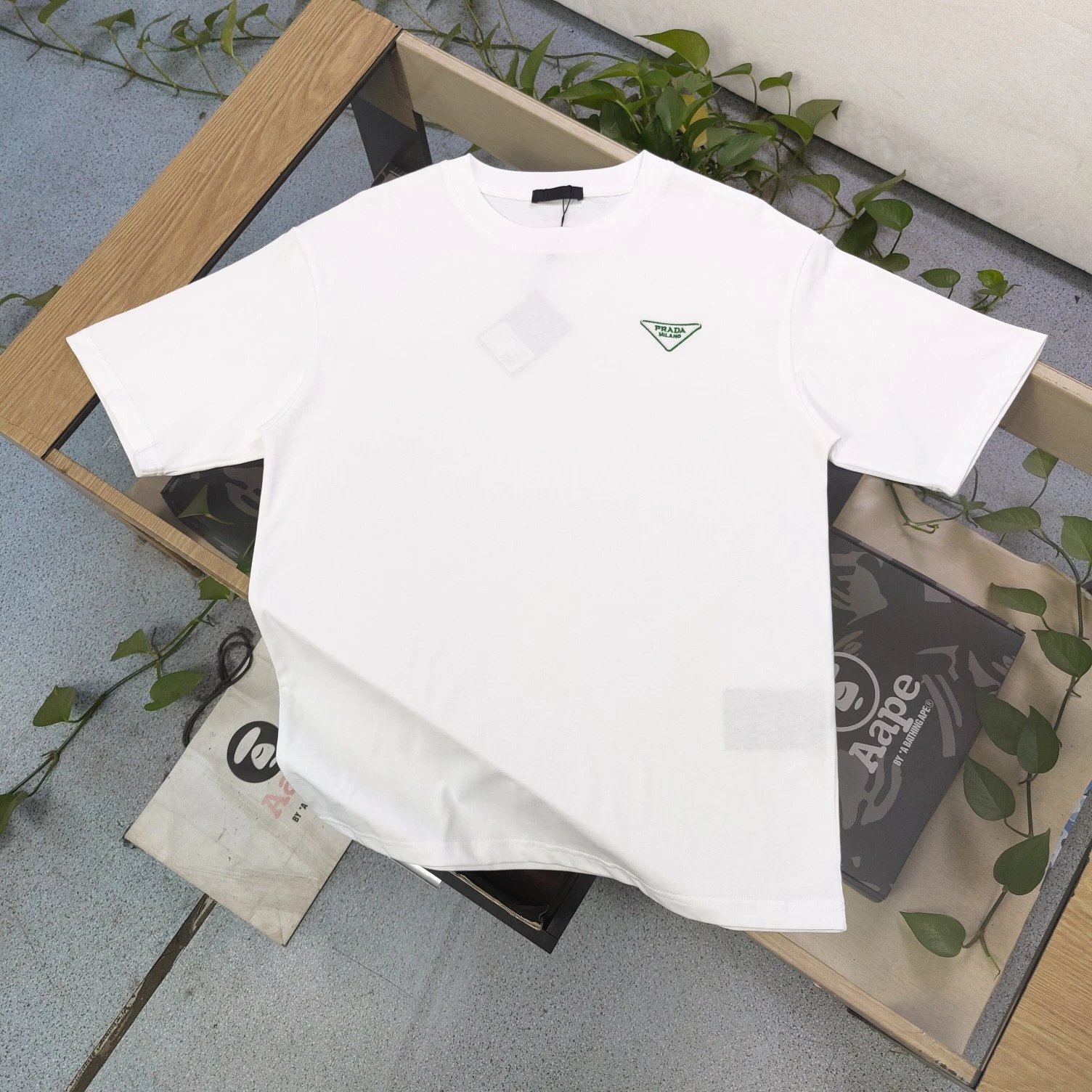 Prada Logo Patch T-Shirt White