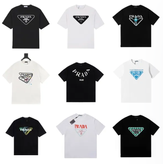 Prada Triangle Logo T-Shirt - Black/White - T-Shirts