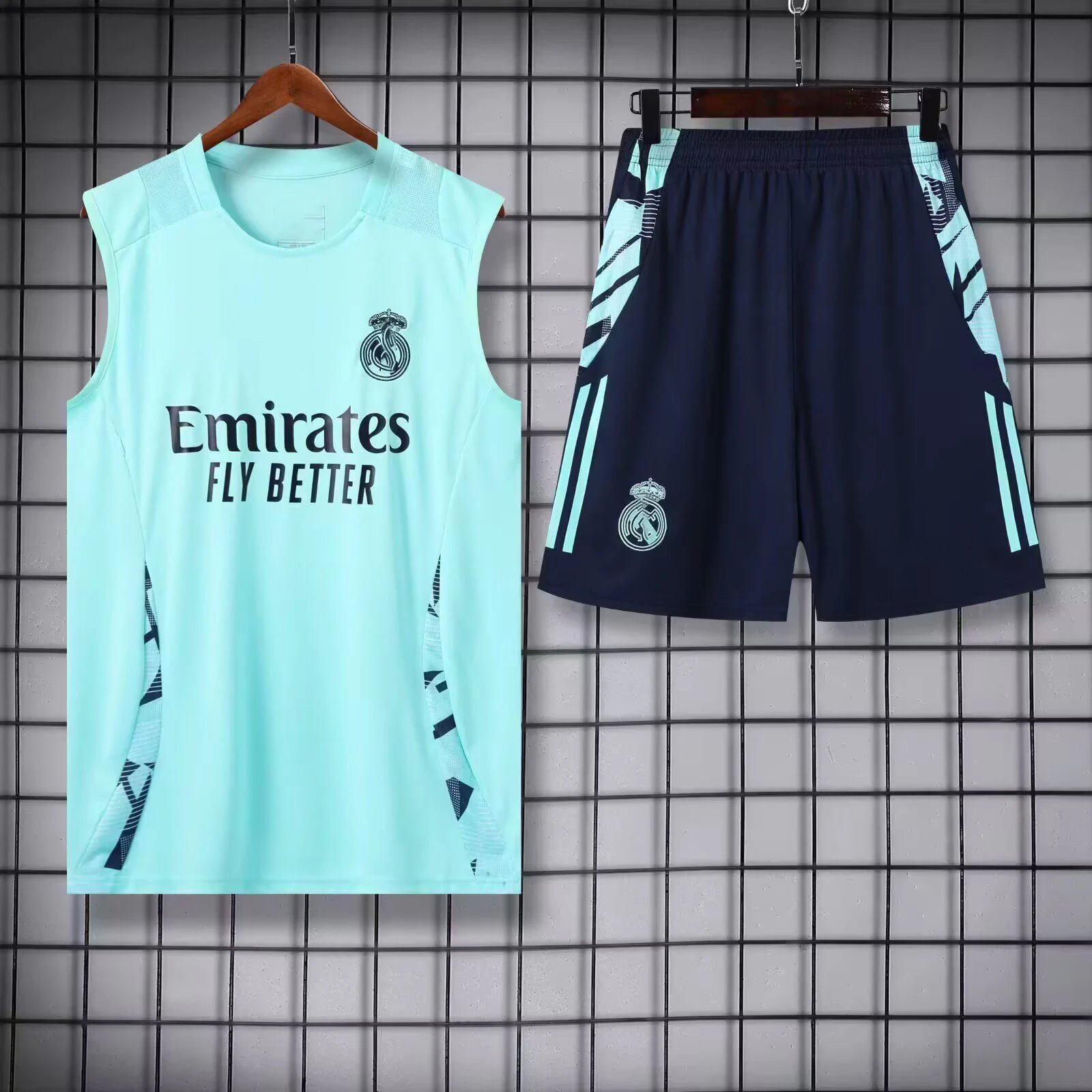 Real Madrid Training Sleeveless Jersey and Shorts Set - Light Blue & Navy