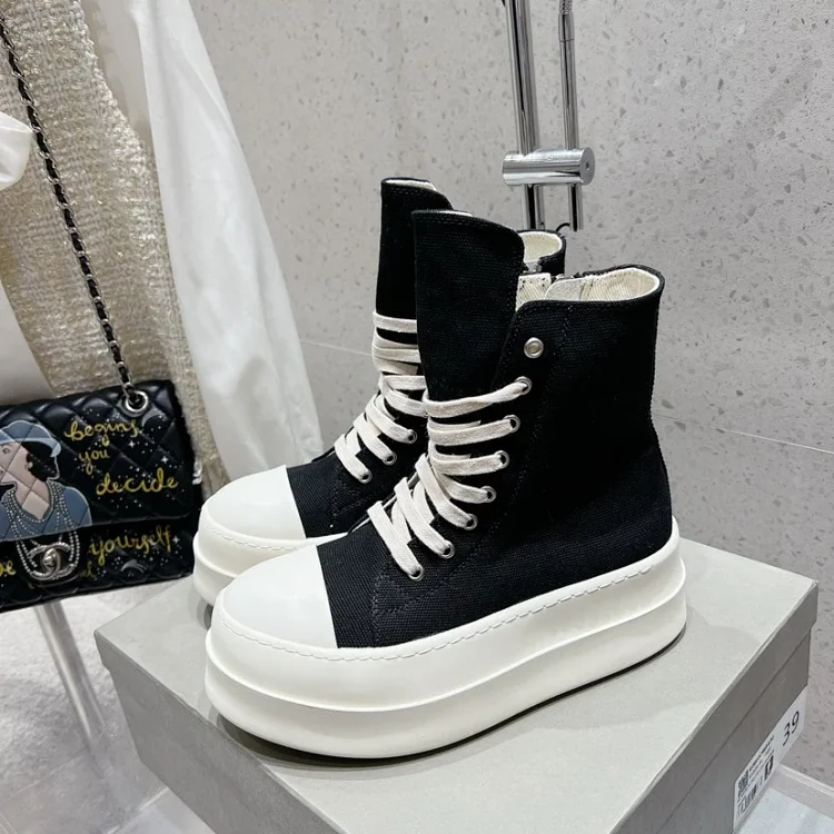 Rick Owens DRKSHDW Canvas High-Top Sneakers Black Shoes