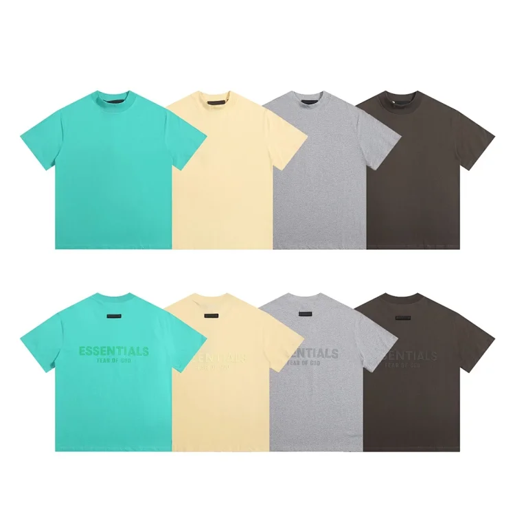 New FEAR OF GOD ESSENTIALS round neck series (unisex), 2024 summer multi-alphabet print short-sleeve T-shirts