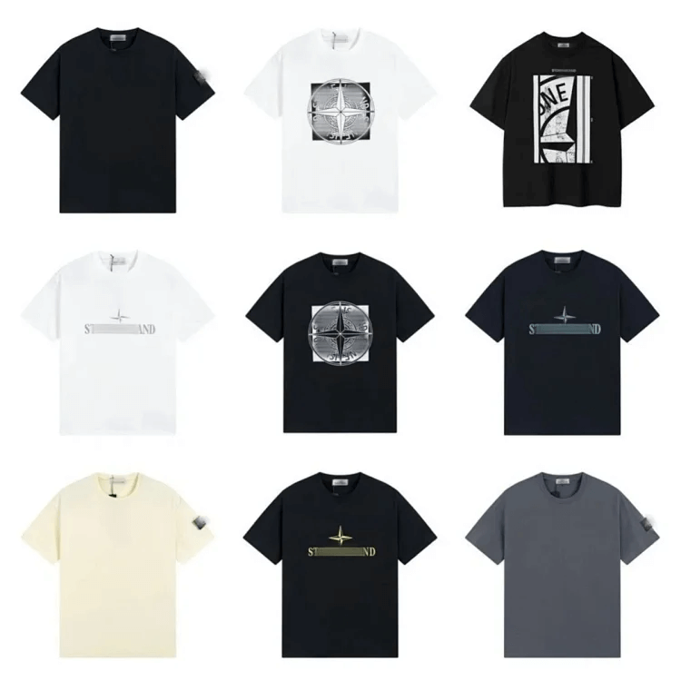 Stone Island Junior Compass black/white two-line short-sleeve T-shirt
