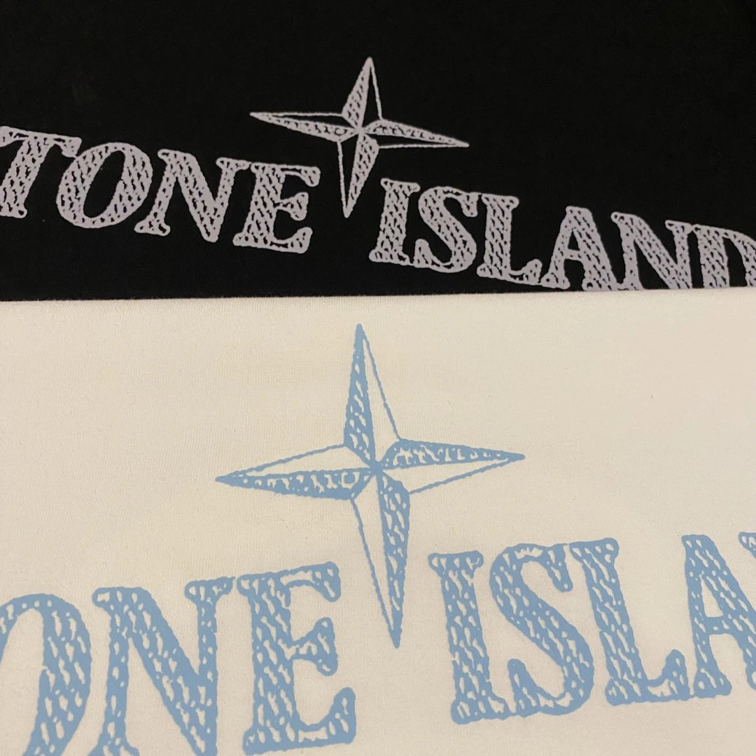Stone Island Logo Print T-Shirt Black White
