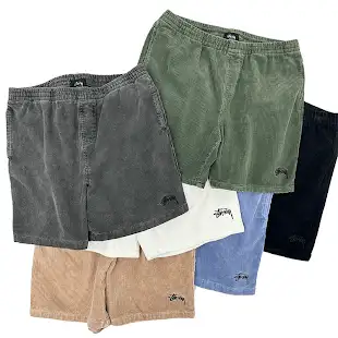 Stüssy Corduroy Beach Shorts - Black, Gray, Green, Khaki, White, Blue - Pants