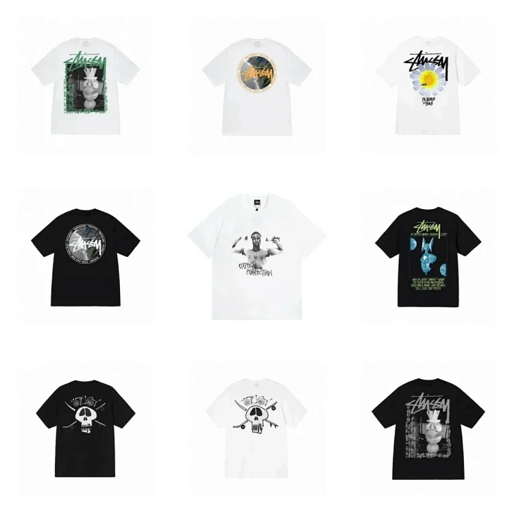 Stüssy Graphic T-Shirts White and Black
