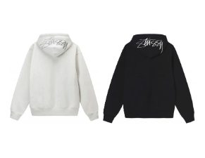 Stussy Graphic Hoodie White/Black Hoodies