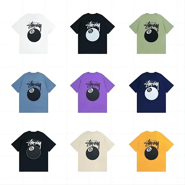 Stussy Graphic T-Shirt with Pool Ball Design White