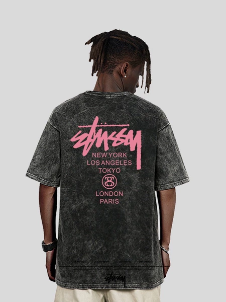 Stussy Men's and Women's Short Sleeve T-Shirt Summer Loose Cotton Heavyweight High Quality T-Shirt