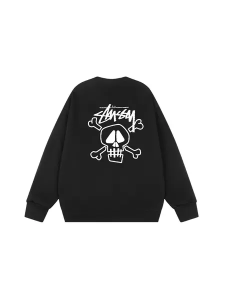 Stussy Skull Graphic Sweatshirt Black Hoodies