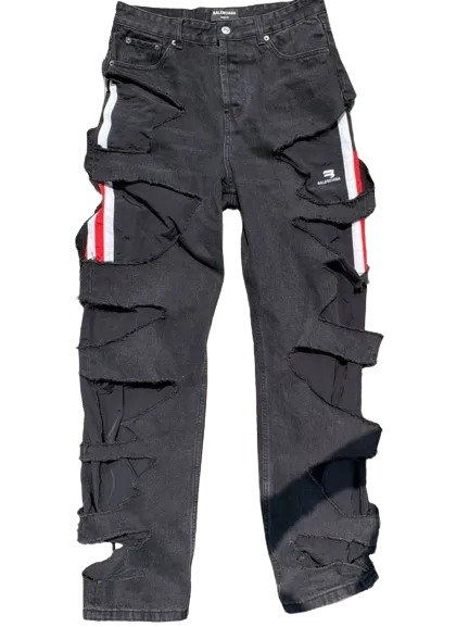 Torn Denim Pants Black Pants