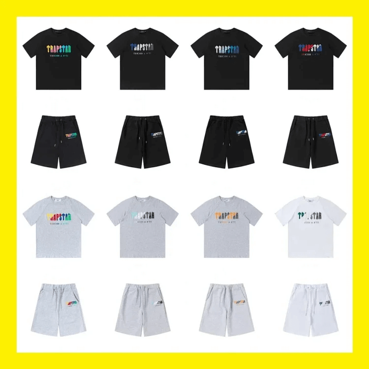 Trapstar T-Shirt and Shorts Set Black and Gray Variants
