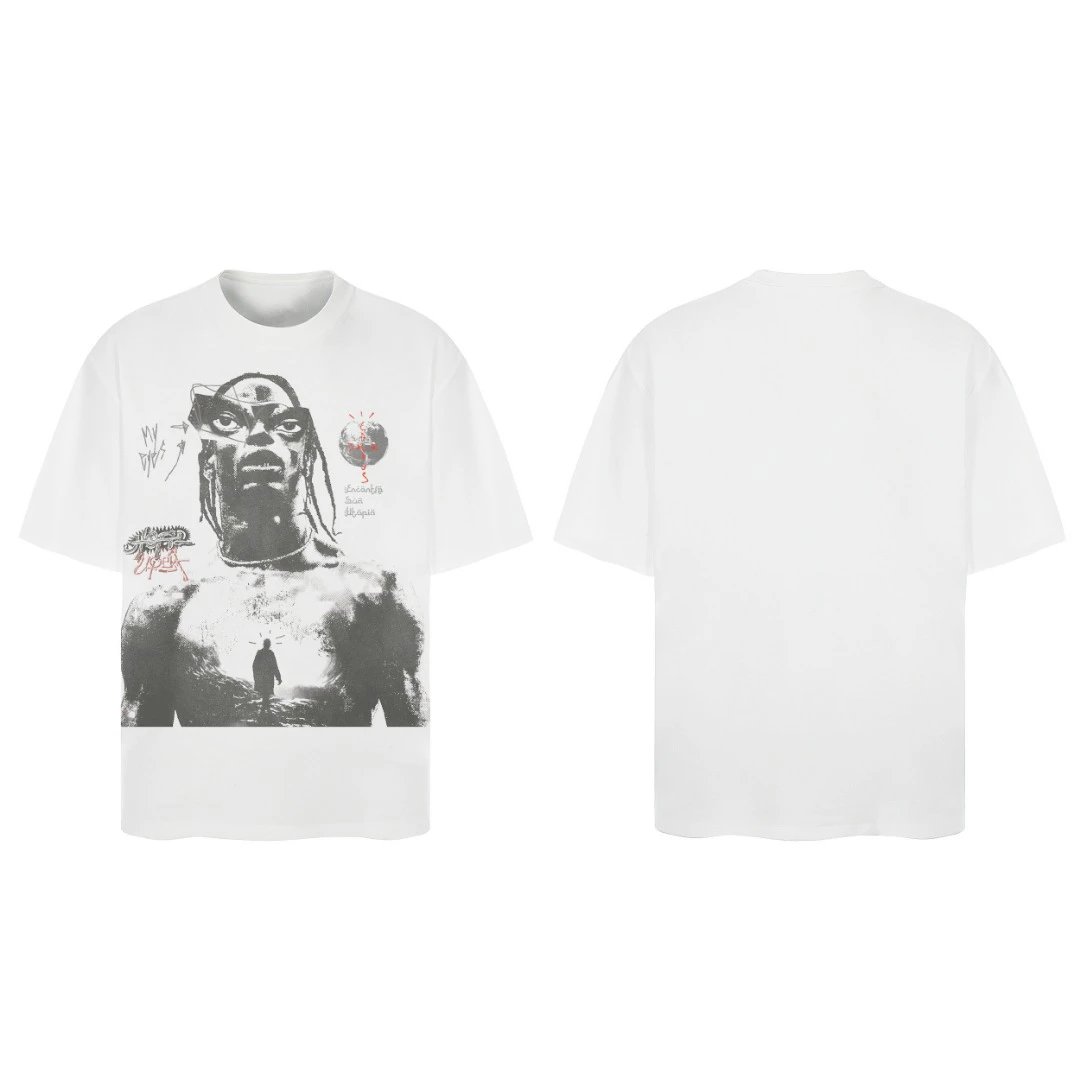 LV Initiales 40mm Reversible Belt & Black T-shirt with colorful logo & cartoon patterns
