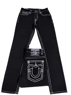 True Religion Men's Straight Leg Jeans Black Pants