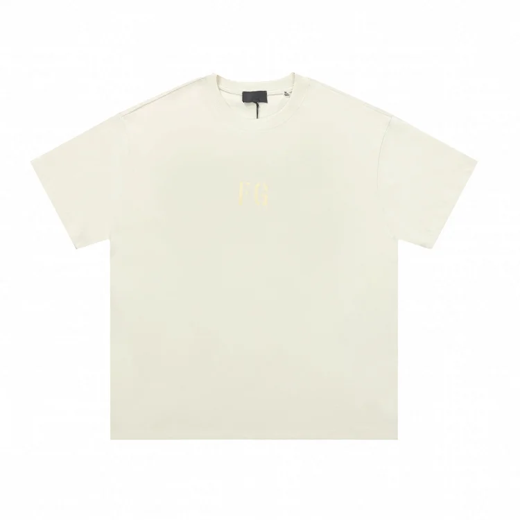 White Oversized FOG Fear of God ESSENTIAL FW Cloud Series Logo Print Round Neck Short Sleeve T-Shirt