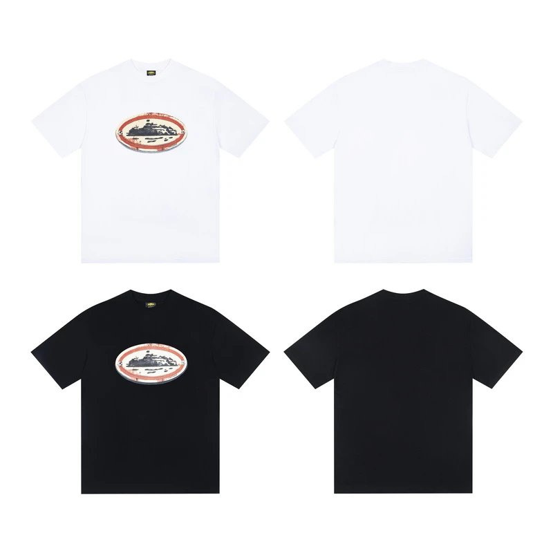 T-Shirt with Vintage Illustration - White/Black