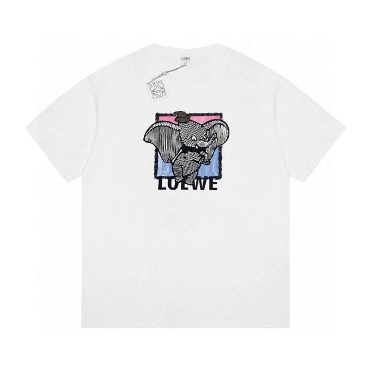 Unisex Dumbo T-shirt with 2024SS spring-summer new collection's color-block logo and elephant graphic