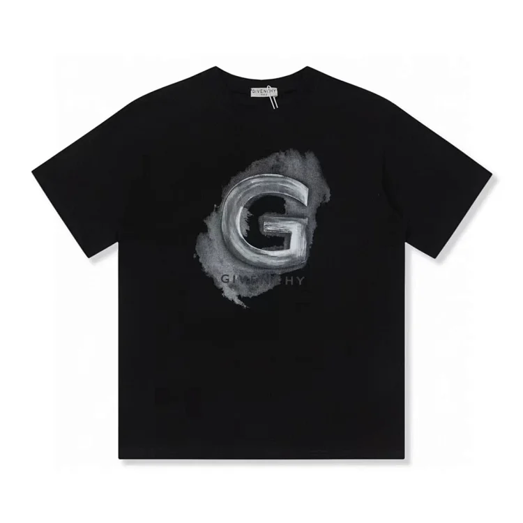 Givenchy Black T-shirt with silver 'G' graphic and logo