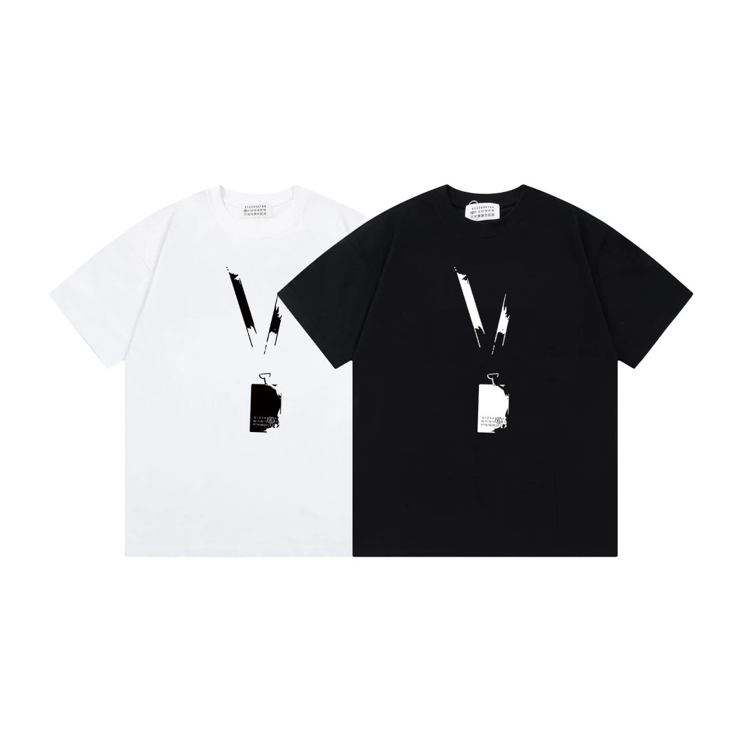 MM6 Maison Margiela White Short-sleeve T-shirt with Circular Number Print and Red Circle Logo