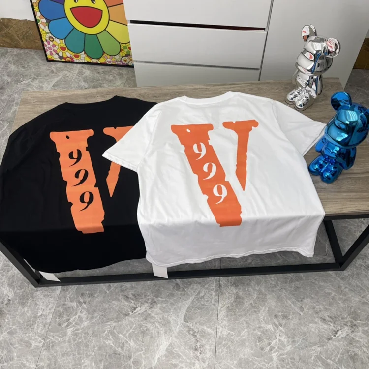 V-999 Graphic T-Shirt Black White Orange