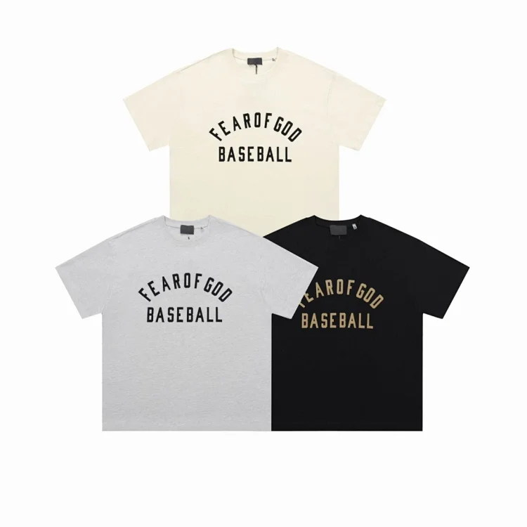 Fear of God Letter Print/BASEBALL White/Cream&Black T-shirts in S,M,L,XS