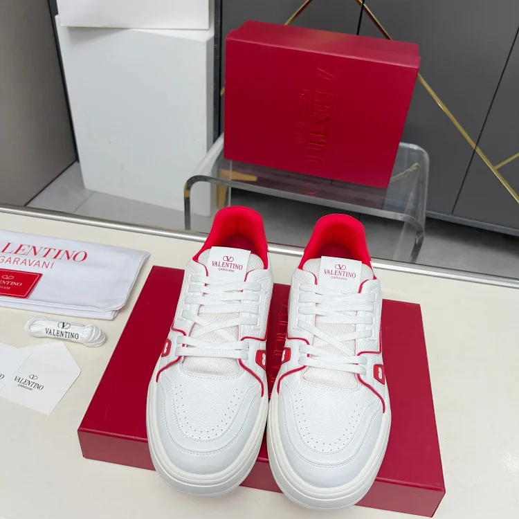VALENTINO GARAVANI White and Red Sneakers Shoes