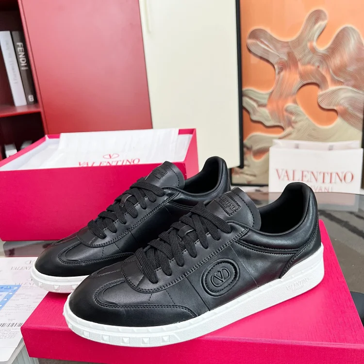 Valentino Leather Sneakers Black Shoes