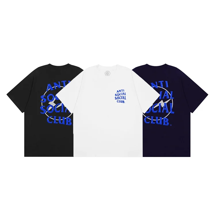Anti Social Social Club Men's T-shirts in Blue Camo & Black with Brand Print