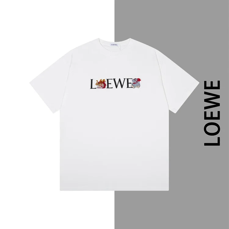 Loewe Long Year 2024 Limited Logo Embroidery Short Sleeve T-Shirt, 32s 260g Fabric, S - 2XL