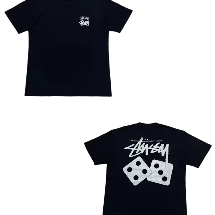 Black Dice Print Pigment Dyed T-shirt by Stussy (S - XL, Men's)
