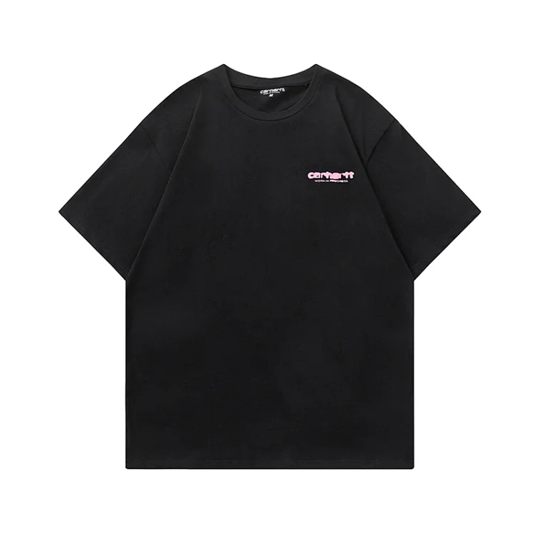 Carhartt WIP Ink Bleed Organic Cotton Men's T-Shirt in White with Pink Logo