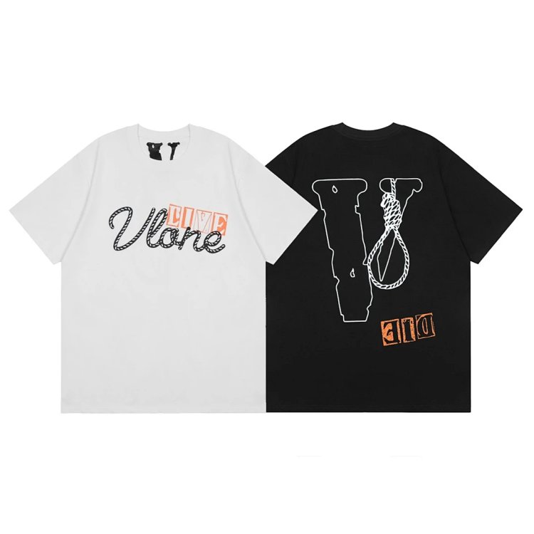 VLONE x ASAP ROCKY Cursive Rope Men's T-shirt with V logo & rope print, black/white
