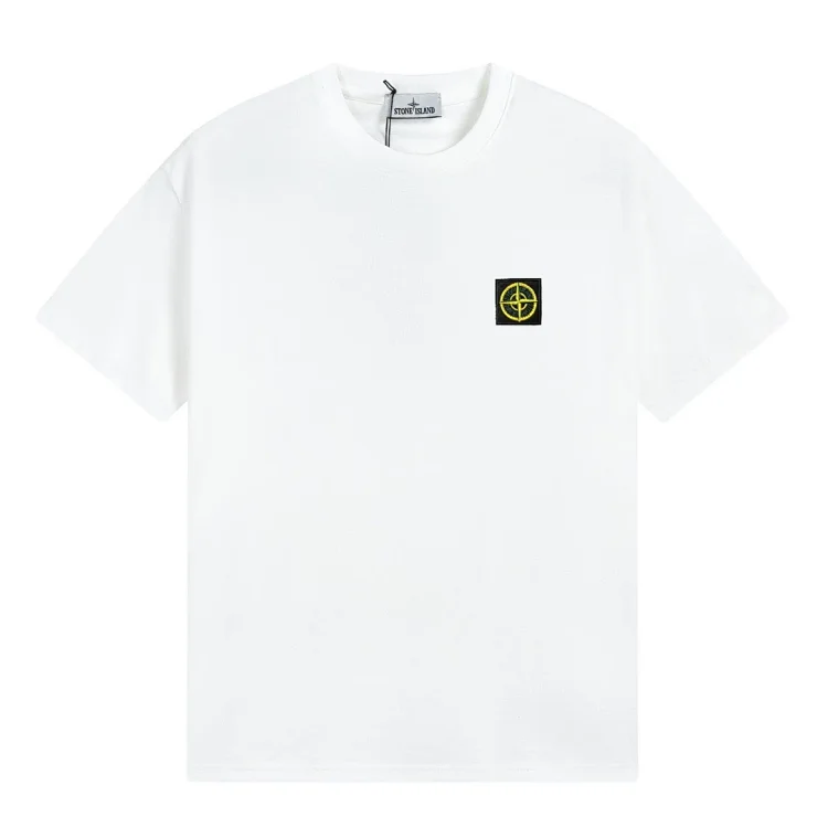 Stone Island chest embroidered badge round neck drop shoulder short sleeve T-shirt