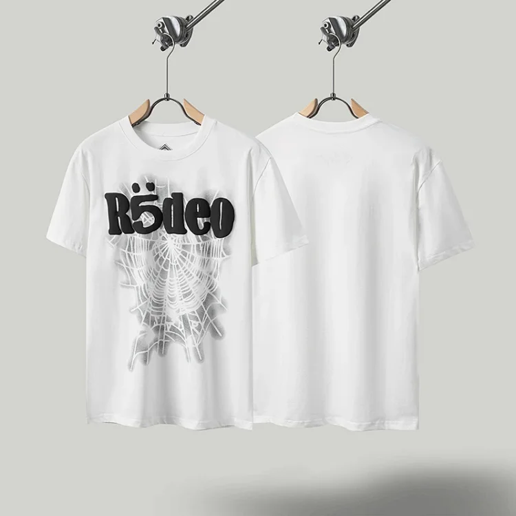Travis Scott Cactus Jack x Sp5der Days Before Rodeo III White Short-Sleeve Tee with Spider Web Pattern
