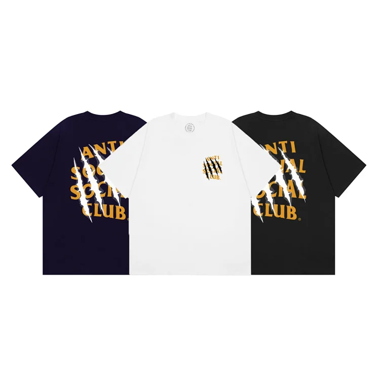 Tee/T-shirt with White Tiger/Yellow Logo and Claw Marks Print in White/Navy/Black