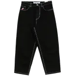 Wide-Leg Contrast Stitch Pants Black Pants
