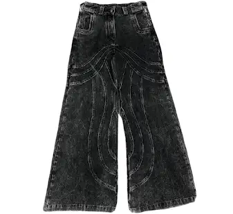 Wide-leg Denim Pants Black Pants