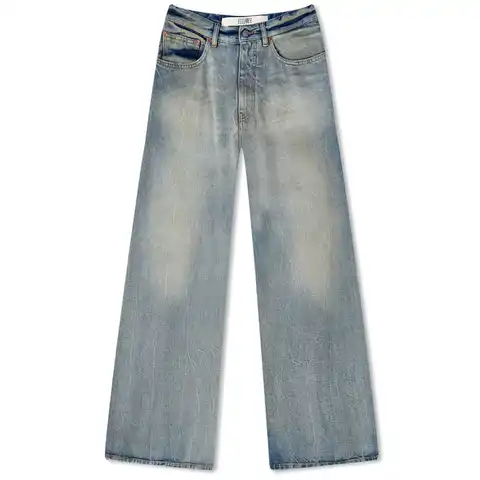 Wide-Leg Light Washed Jeans - Light Blue - Pants